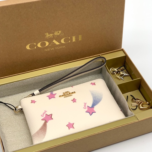 Coach Handbags - Coach Boxed Corner Zip Wristlet With Disco Star Print